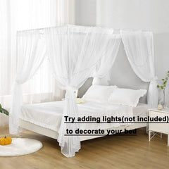White Canopy Bed Curtain for Queen Bed,Soft Bed Canopy Scarf (Queen, White) 07FC0E-D4 - KOEEK