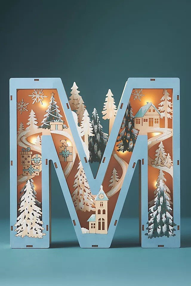 Anthropologie Wonderland Scene Monogram Light-Up Holiday Decoration Letter M ANTHROPOLOGIE - KOEEK