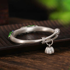 Ladies' Retro Cloisonn É Koi Lotus Push Pull Enamel Bracelet 07FC0E-D4 - KOEEK