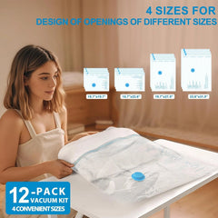 Vacuum Seal Bags for Clothing Travel, 12 Pack Vacuum Storage Bags for Clothes 07FC0E-D4 - KOEEK