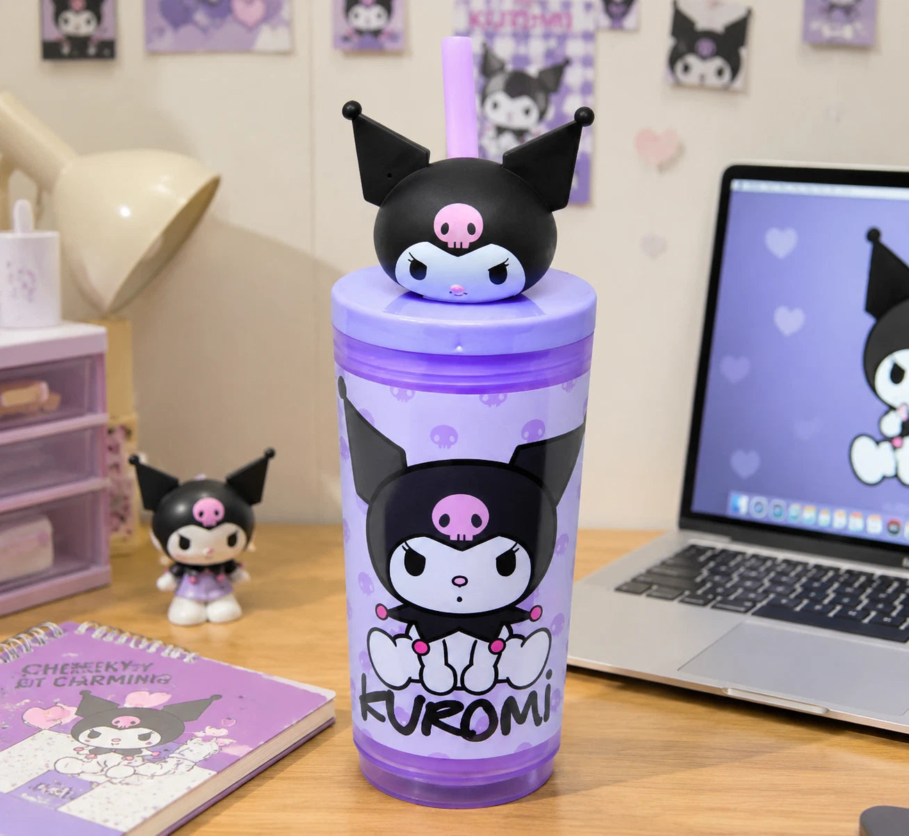 Kuromi 12oz Straw Tumbler with Molded Head Topper – Kids Drinkware Gift KUROMI - KOEEK