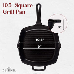 Cast Iron Square Grill Pan For Grilling, Frying, Stir-Frying 07FC0E-D4 - KOEEK