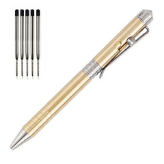 EDC Brass + Stainless Steel Pocket Ball Pen Business Office Stationery Outdoor 07FC0E-D4 - KOEEK