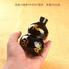 Obsidian Gourd Figurine Six Word Mantra Feng Shui Home Entryway Decor 07FC0E-D4 - KOEEK