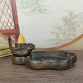 11cm Backflow Incense Burner Fu Character Brass Aromatherapy Tea Art Decor 07FC0E-D4 - KOEEK