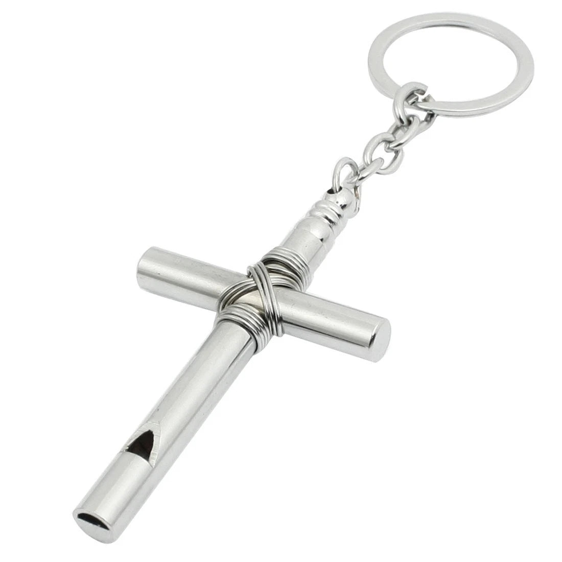 Metal Cross Whistle Keychain Pendant Dog Whistle with Keychain Silver 1pcs 07FC0E-D4 - KOEEK