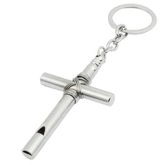 Metal Cross Whistle Keychain Pendant Dog Whistle with Keychain Silver 1pcs 07FC0E-D4 - KOEEK