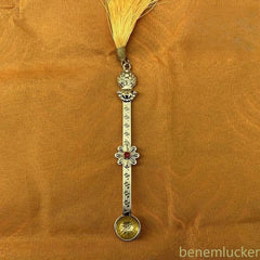 15cm Gold Buddhist Spoon Inlaid Gem Alloy Handicraft Tibetan Buddhism Consecrate 07FC0E-D4 - KOEEK