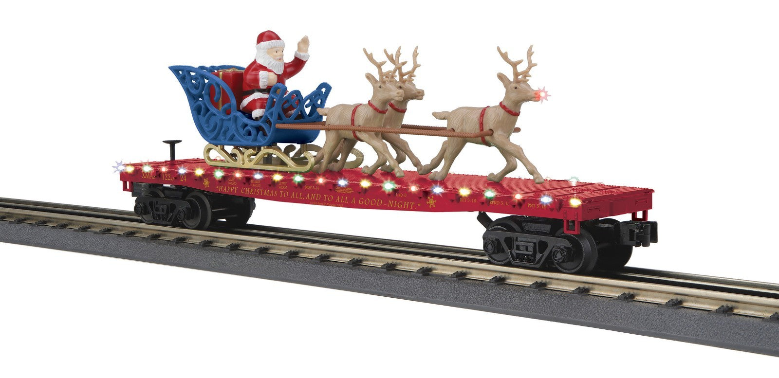 MTH RAILKING CHRISTMAS (MAROON) FLAT LED LIGHTS SANTA SLEIGH & REINDEER 30-76921 MTH - KOEEK