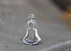 Zen Artistic Buddha Hand Lotus Pendant Bodhisattva Sitting Distressed Necklace 07FC0E-D4 - KOEEK