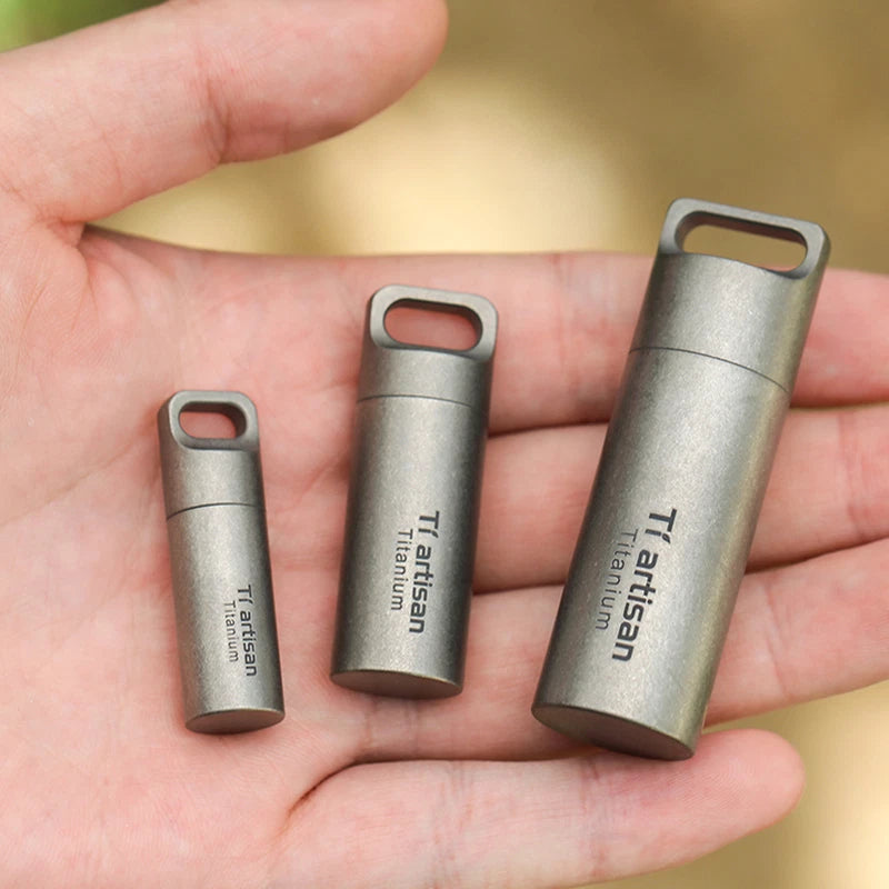 Titanium Pill Case Portable Keychain Waterproof Pill Holder Container Organizer 07FC0E-D4 - KOEEK