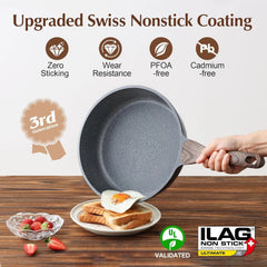 Nonstick Skillet,Deep Frying Pan10‘’,Saute Pan with Lid,Healthy Cooking Pan 07FC0E-D4 - KOEEK