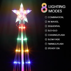 7.5ft LED Outdoor Christmas Cone Tree w/Lights 8 Modes for Xmas Yard Porch Decor 07FC0E-D4 - KOEEK