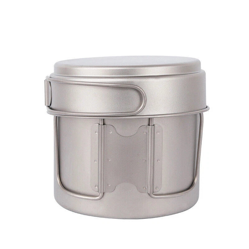 Ultralight Titanium Pan Outdoor Cookware Camping Pot Folding Tableware 1100ML 07FC0E-D4 - KOEEK