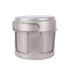 Ultralight Titanium Pan Outdoor Cookware Camping Pot Folding Tableware 1100ML 07FC0E-D4 - KOEEK