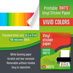 Printable Vinyl Stickers for Inkjet Printers-25 Sheets,Waterproof,Tear Resistant 07FC0E-D4 - KOEEK