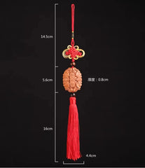 Chinese PingAn Bats Peach Wood HandCarved Tassels Knot Car Pendant Amulet 07FC0E-D4 - KOEEK