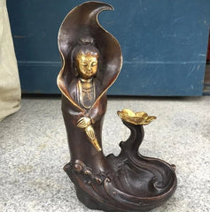 Pure Copper Guanyin Backflow Incense Burner Antique Aromatherapy Decor Tea Art 07FC0E-D4 - KOEEK