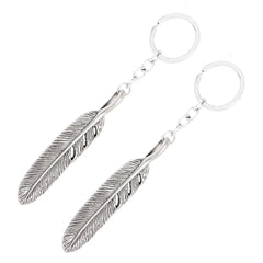 Feather Shaped Pendant Keyring Keychain Key Ring Holder Ornament 2 Pcs 07FC0E-D4 - KOEEK