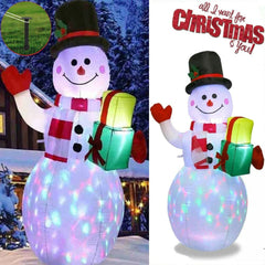 5ft Inflatable Snowman Christmas with Built-in Rotating LED Lights Decorations 07FC0E-D4 - KOEEK
