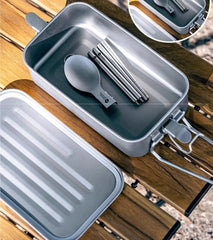 Outdoor Camping Hiking Fishing Pure Titanium Mess Tin Lunch Box With Handle 07FC0E-D4 - KOEEK