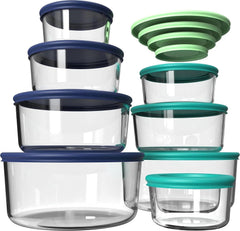 Glass Food Storage Containers with Lids, Glass Lunch Boxes, Set of 8 Reusable 07FC0E-D4 - KOEEK