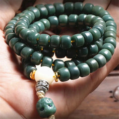 7*9mm Natural Green Bodhi 108 Buddha Prayer Beads Bracelet Amulet Necklace 07FC0E-D4 - KOEEK