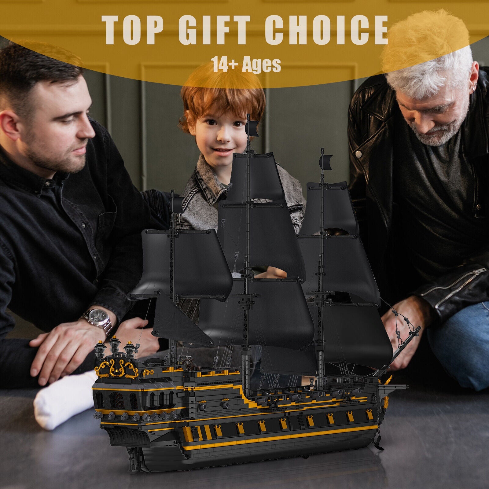 new Mould King 13186 Black Pearl Pirate Ship Boat Clamp Building Block Kit Toy MOC MOULD KING - KOEEK