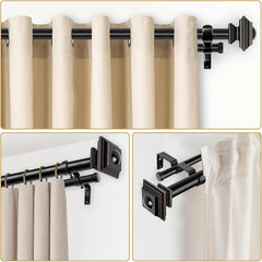 1-inch double curtain rod,adjustable length range from 72 to 144 inches 07FC0E-D4 - KOEEK