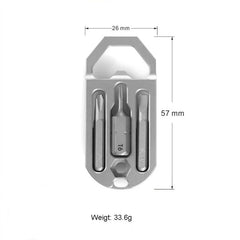 EDC Titanium Multi Tools Bottle Opener Crowbar Pocket with Bit Holder Keychain 07FC0E-D4 - KOEEK