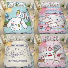 Cinnamoroll Cartoon Duvet Cover Bed Sheet Pillowcase Set for Twin Queen King Bed 07FC0E-D4 - KOEEK