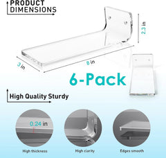 Floating Shoe Display Shelves for Wall Mount Set of 6 - Clear Acrylic Floating 07FC0E-D4 - KOEEK