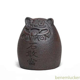 5.8cm Yixing Purple Clay Shigandang Tiger Stateu Handcarved Tea Pet Ornament 07FC0E-D4 - KOEEK