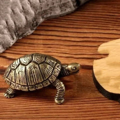 4.4cm Brass Longevity Turtle Animal Figurine Small Tea Pet Home Decoration 07FC0E-D4 - KOEEK