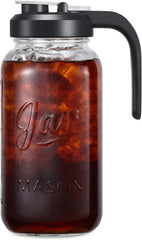 64 oz Glass Pitcher with Lid - 2 Quart Mason Jar Pitcher with Filter Lid 07FC0E-D4 - KOEEK