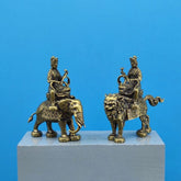 A Pair 2.3"Brass Manjusri Samantabhadra Bodhisattva Buddhism Statue Ornament 07FC0E-D4 - KOEEK