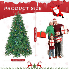 7.5FT Green Artificial Christmas Tree Holiday Season w/ LED Light Indoor Outdoor 07FC0E-D4 - KOEEK