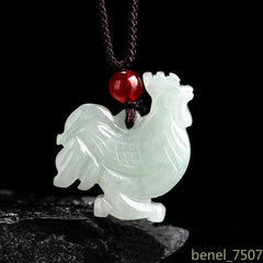 Natural Jade Pendant Zodiac Chicken Pendant Stone Necklace Jade Pendant Necklace 07FC0E-D4 - KOEEK