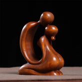 Boxwood Wood Carved Couple Figurine 7cm Desktop Decor Craft Ornament Gift 07FC0E-D4 - KOEEK