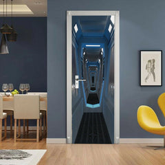3D Wall Door Sticker Art Spaceship Space Station Self-adhesive Wrap Murals Decal 07FC0E-D4 - KOEEK