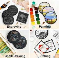 48 PCS Bulk Slate Coasters, 4-Inch Black Stone Coasters, Home Décor 07FC0E-D4 - KOEEK