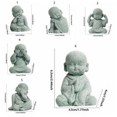 1Pc Buddhist Monks Figurine Buddha Stone Statue Chinese Fengshui Zen Decoration 07FC0E-D4 - KOEEK