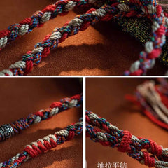 Tibetan Handmade Necklace Cord Silver Plated Resin Buddha Thangka Pendant Rope 07FC0E-D4 - KOEEK