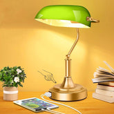 Banker's Desk Lamp with 2 USB Ports, 3-Way Dimmable Vintage Desk Lamp 07FC0E-D4 - KOEEK