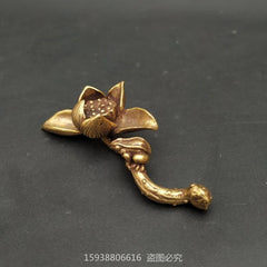 Solid Brass Lotus Frog Mini Ornament Retro Tea Ceremony Tea Pet Bronze Carving 07FC0E-D4 - KOEEK