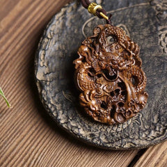 Agarwood Dragon Pendant Carved Ornament Hanging Decoration for Car or Handheld 07FC0E-D4 - KOEEK