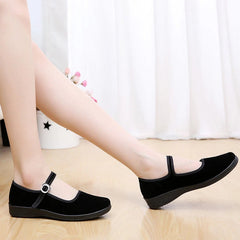 Women's Girls Chinese Black Cotton Shoes Ballerina Ballet Flats Shoes Slippers 07FC0E-D4 - KOEEK