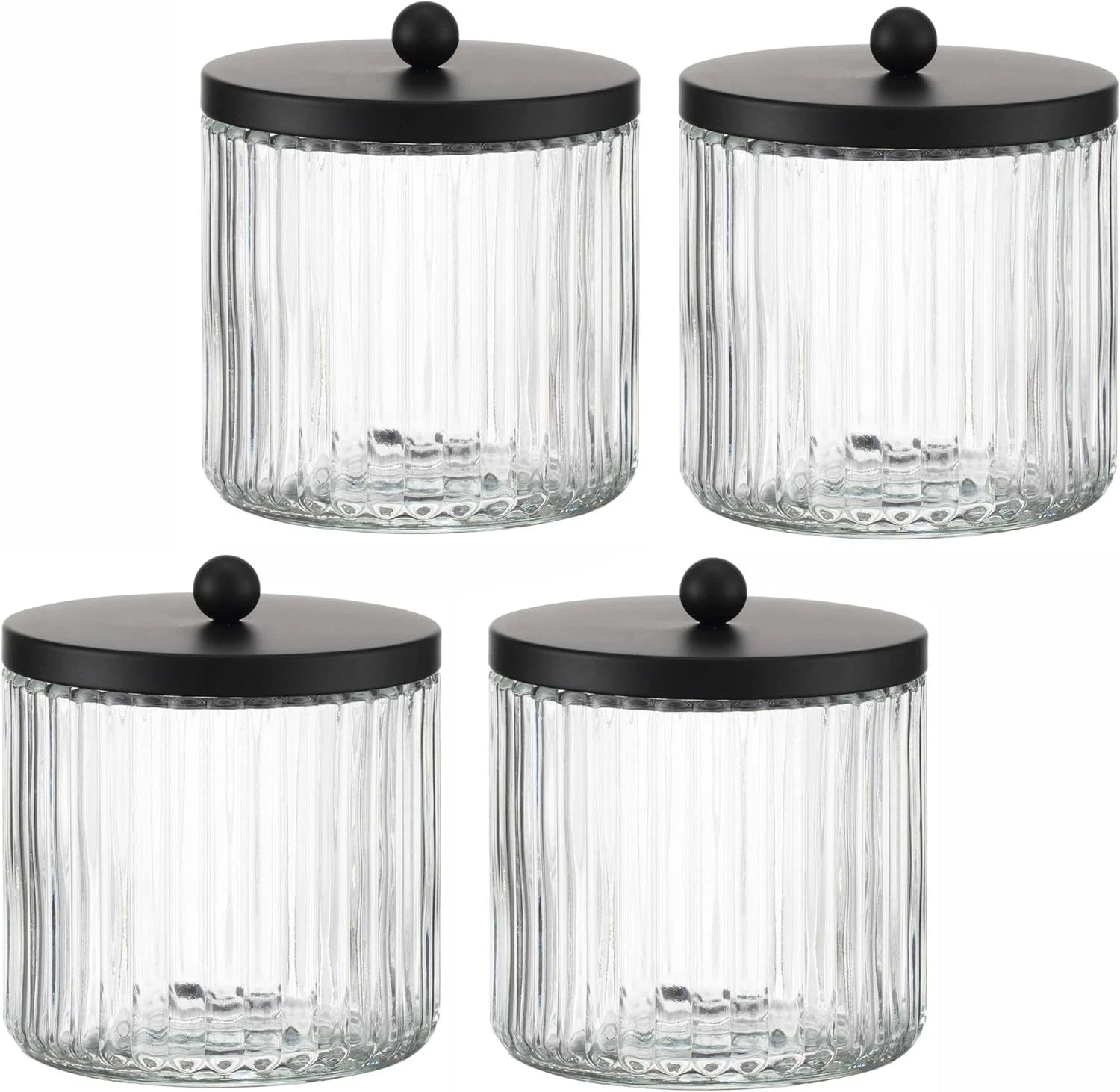 Set of 4 glass cotton swab box dispensers 07FC0E-D4 - KOEEK