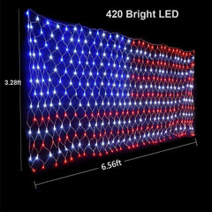 () American Flag Lights, 420 LED USA Flag Net Lights, Outdoor Waterproof P... 07FC0E-D4 - KOEEK