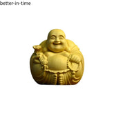 4cm Exquisitely Boxwood Hand-Carved Laughing Maitreya Buddha Tea Pet Ornament 07FC0E-D4 - KOEEK